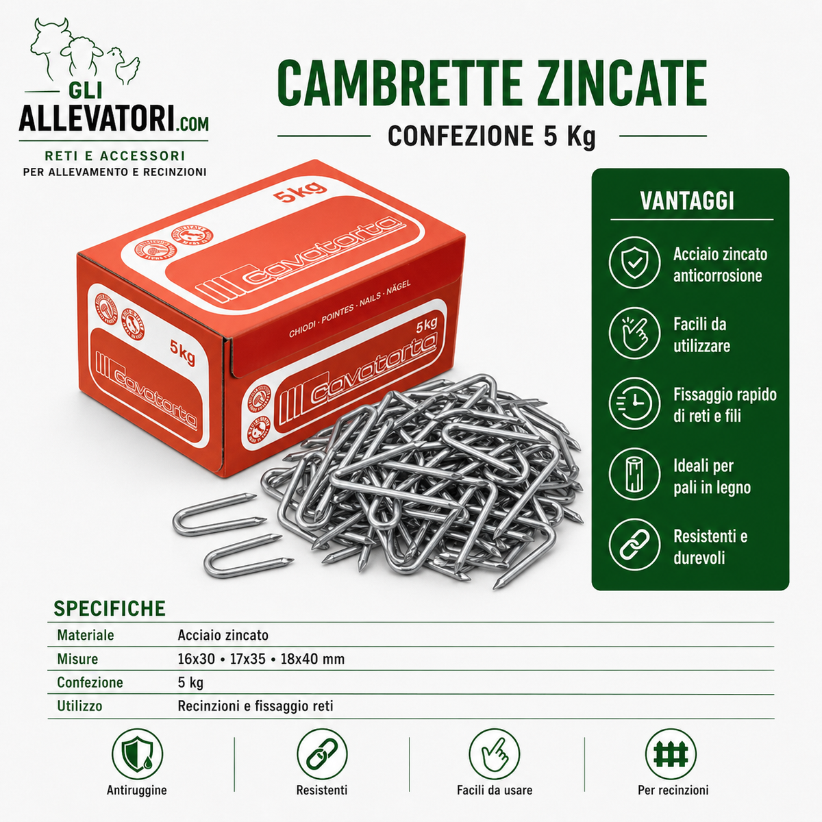 Cambrette Zincate Confezione 5 Kg