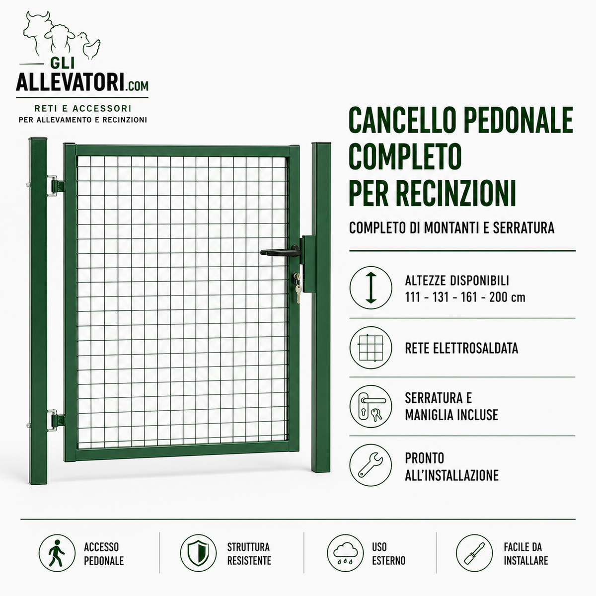 Cancello Pedonale Completo per Recinzioni