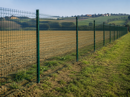 Terreno in campagna recintato con rete metallica per un perimetro lungo