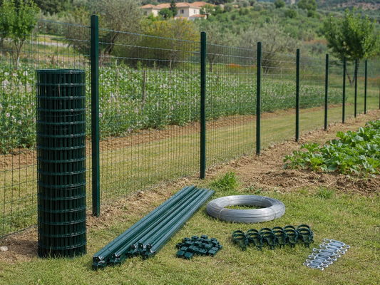 Kit con rete, pali e accessori per terreno di campagna