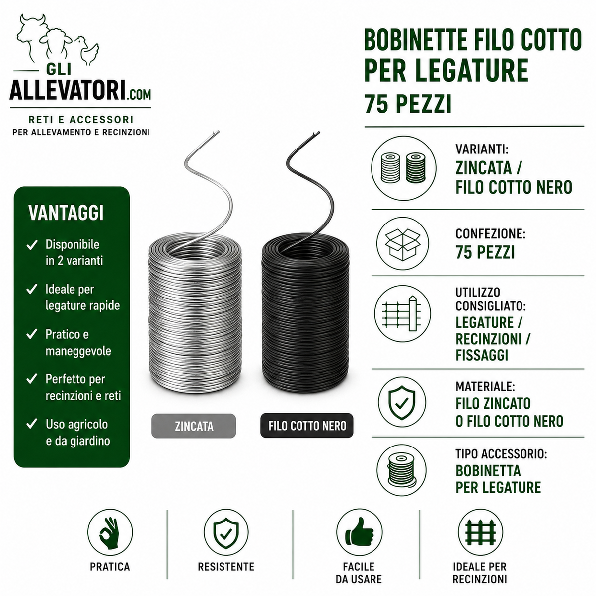 Bobinette Filo Cotto per Legature 75 Pezzi