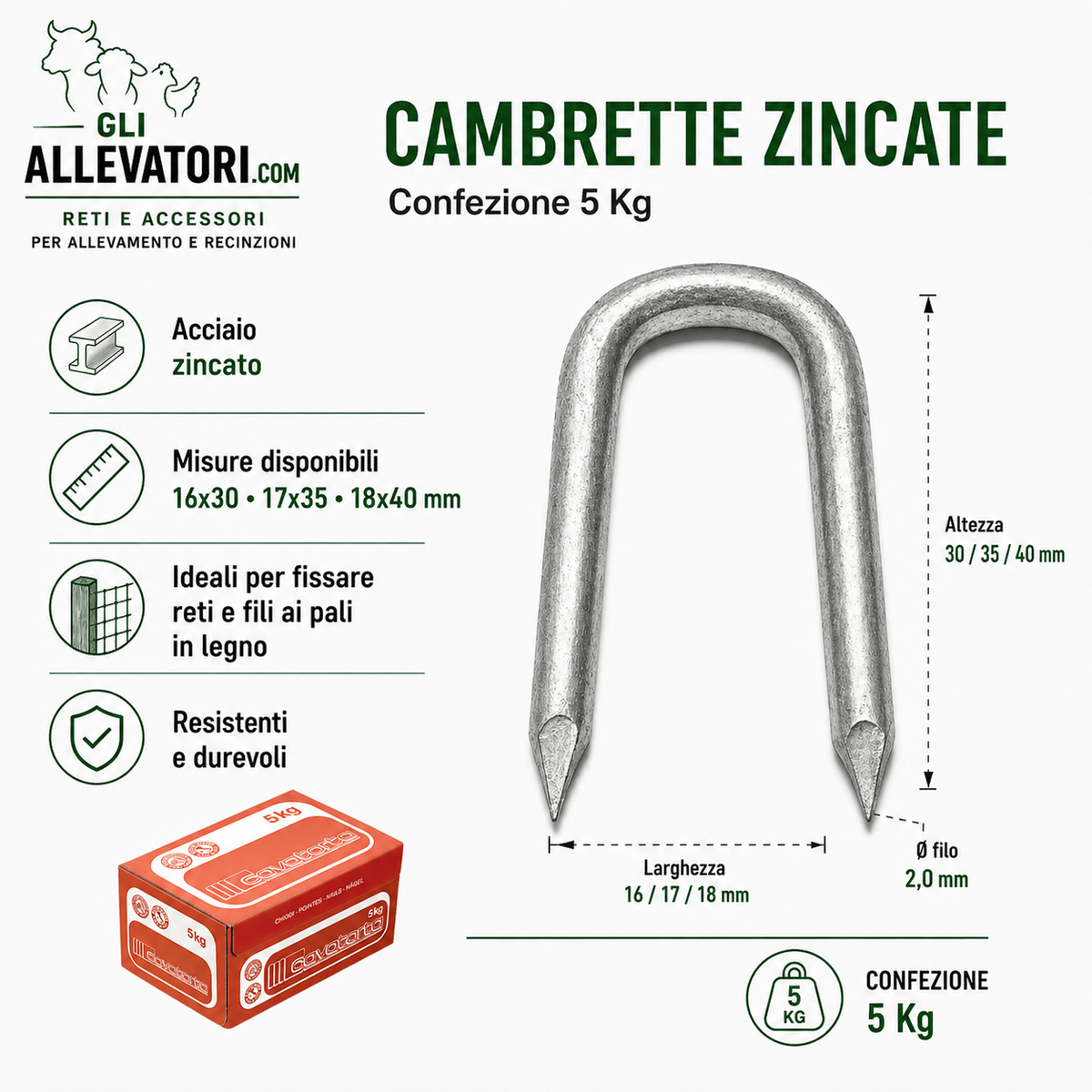 Cambrette Zincate Confezione 5 Kg