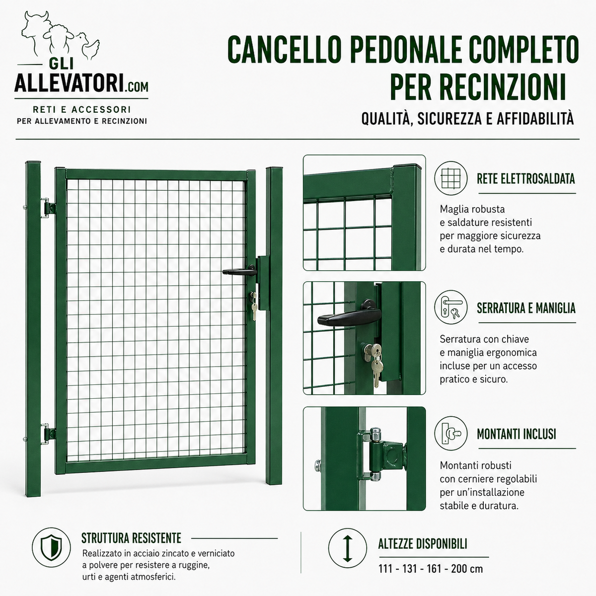 Cancello Pedonale Completo per Recinzioni