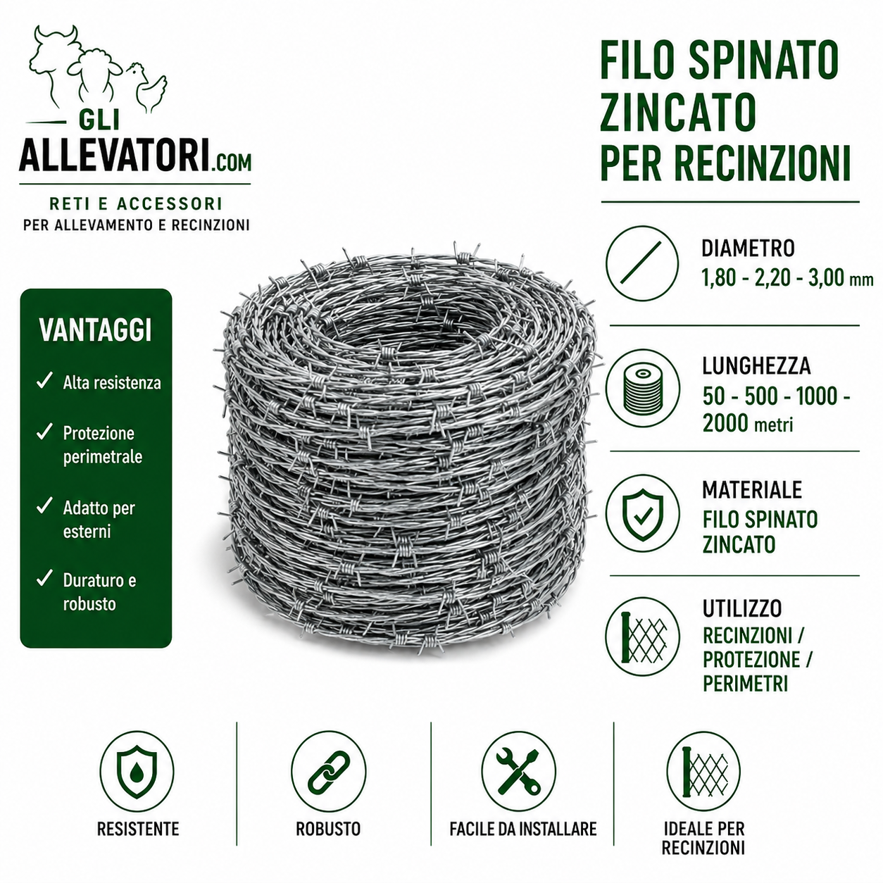 Filo Spinato Zincato per Recinzioni