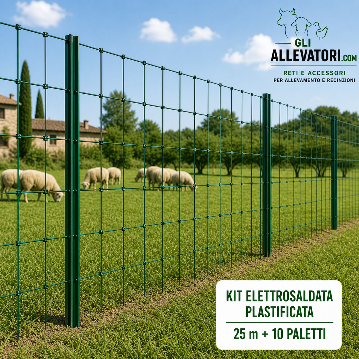 Kit Elettrosaldata Plastificata 25 m + 10 Paletti