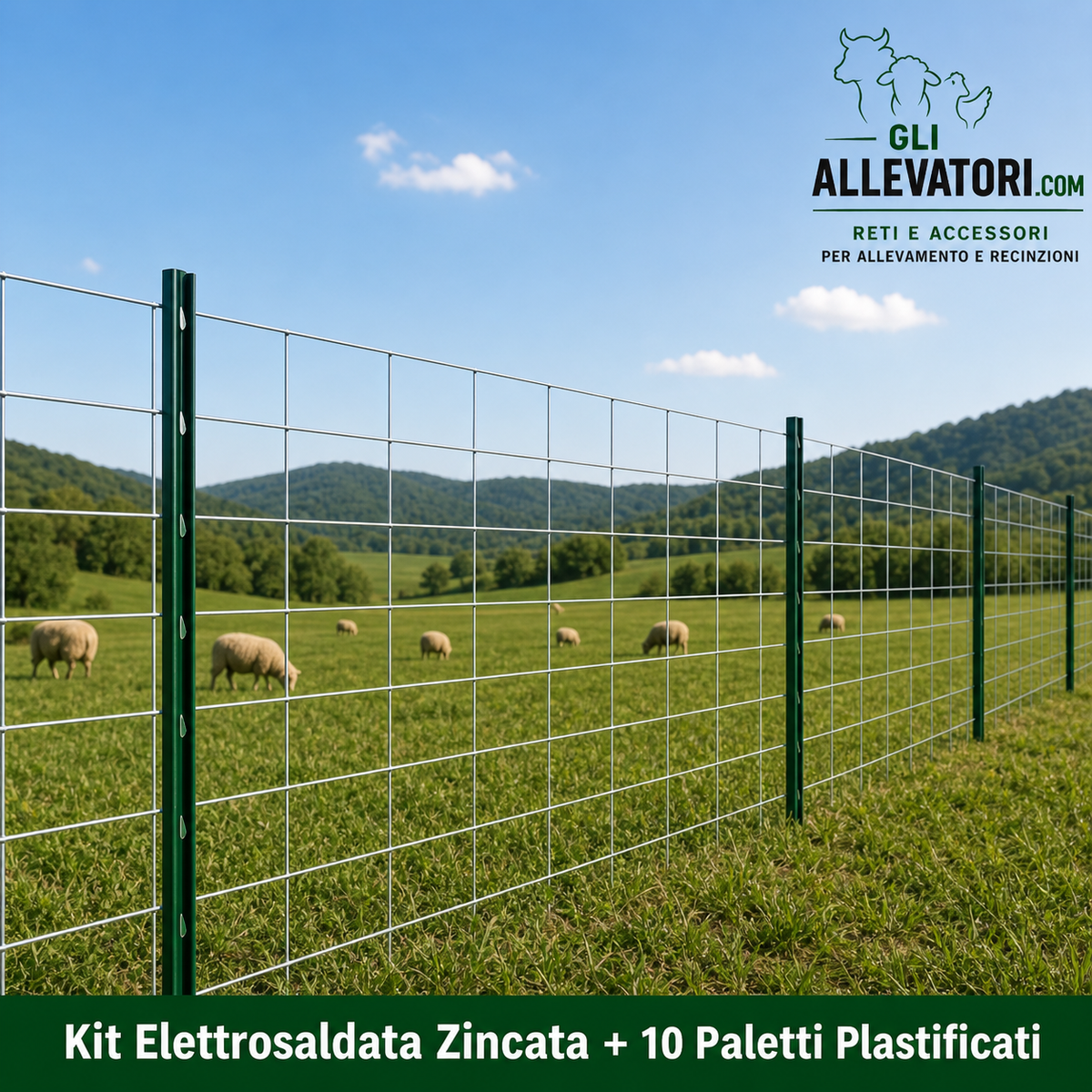 Kit Elettrosaldata Zincata 25 m + 10 Paletti Plastificati