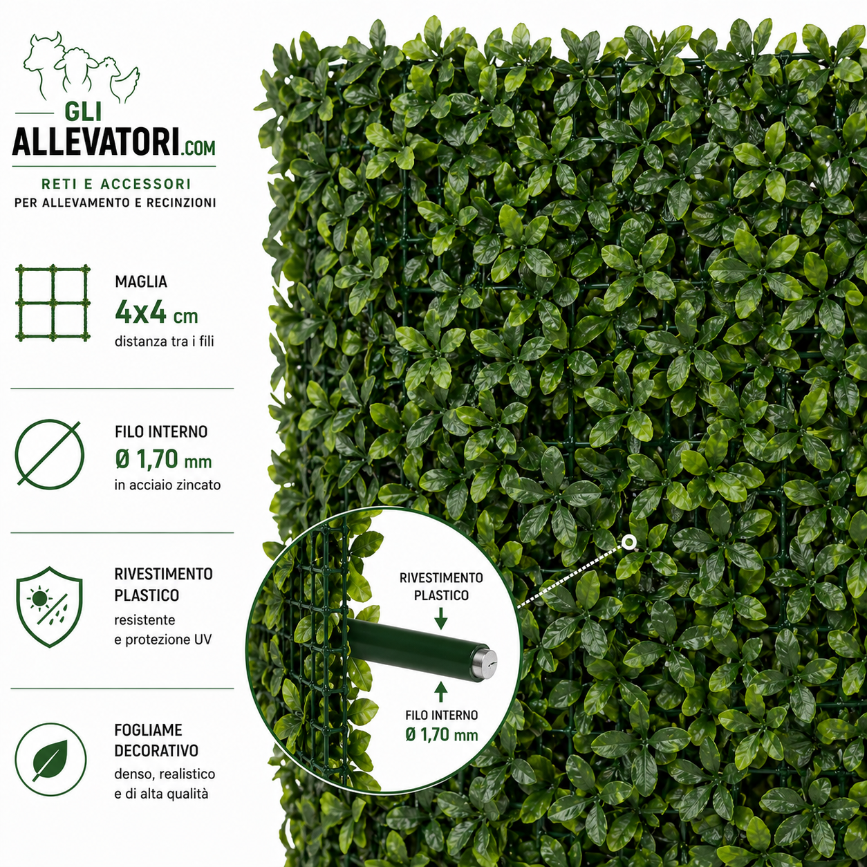 Rete Decorativa per Giardino Verticale Plastificata Rotolo 25 m