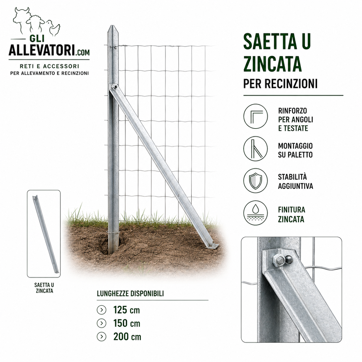 Saetta U Zincata per Recinzioni